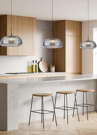 Люстра italux loculi дымчатая современная с led модулем 20 вт для освещения интерьера sku_it-pnd-24040-bk-sg 2