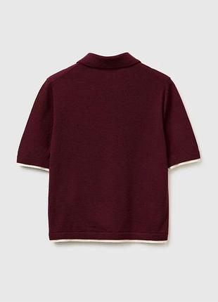 Женское бордовое прямое поло benetton бордовый, m