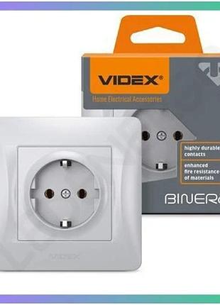 Розетка одинарная с заземлением videx binera серебристый шёлк для установки в помещении sku_oledim_vf-bnsk1g-ss