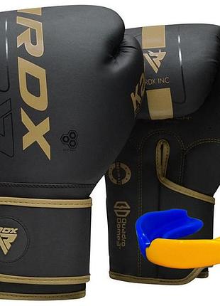 Боксерские перчатки rdx f6 kara matte golden 16 унций (капа в комплекте)