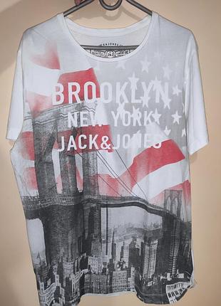 Стильная фирменная футболка катон бренд jack&amp;jones.л