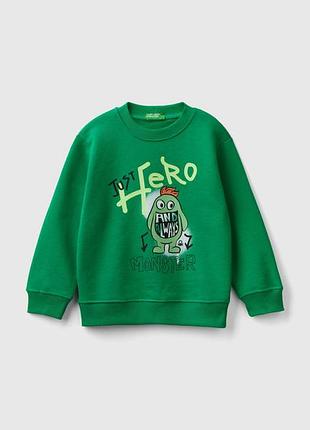 Детский зелёный прямой свитшот benetton 108, xx