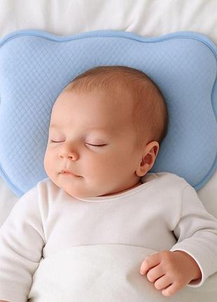 Подушка ортопедическая детская babycomfort papaella 27х22х3 см с эффектом памяти, в форме мишки голубая