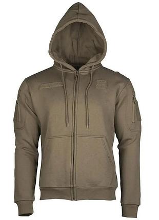 Толстовка с капюшоном mil-tec tactical hoodie zipper olive