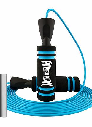 Скакалка скоростная powerplay 4212 x rope с утяжелителями черно/синяя (120г*2) 3м.