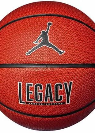 Мяч баскетбольный nike jordan legacy 2.0 8p deflated amber/black/metallic silver/black size 7