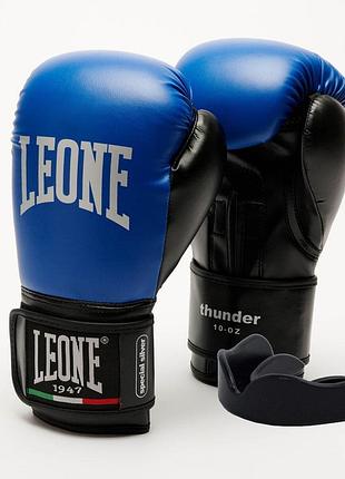 Боксерские перчатки leone gn383 thunder blue 8 унций (капу в комплекте)
