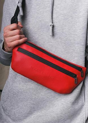 Бананка-сумка з шкірозамінника червона tommy hilfiger #