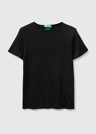 Жіноча синя пряма футболка benetton чорний, m