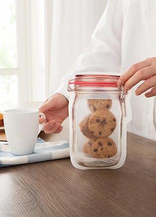 Пакет струна зип zip lock 0.5 л емкость для сыпучих вакуумные герметичные многоразовые банки