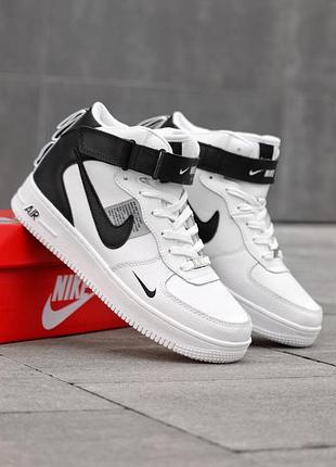 Чоловічі зимові шкіряні кросівки nike air force, зимові стильні молодіжні кросівки, зимові кеди найк 46