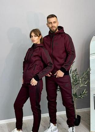 Спортивный костюм унисекс с капюшоном бордовый