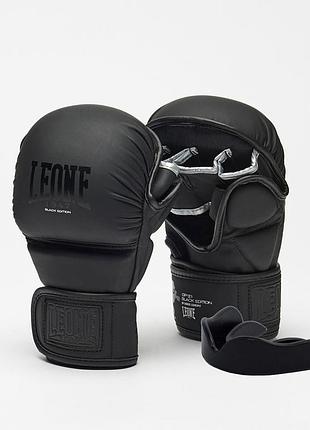 Перчатки грплинговые для мма leone black edition s (капа в комплекте)