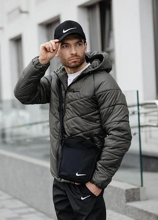 Комплект мужской: куртка motion nike хаки + брюки "president" черные. борсетка в подарок!