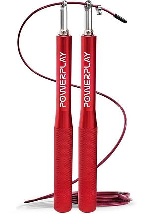 Скакалка швидкісна на підшипниках алюмінієва powerplay 4207 elite jump rope червона (3m.)