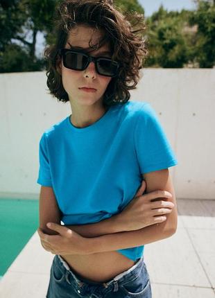 Синя футболка zara котонова футболка zara