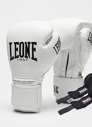 Боксерські рукавиці leone gn111 the greatest white 12 унцій (бинти 4 м. в комплекті)