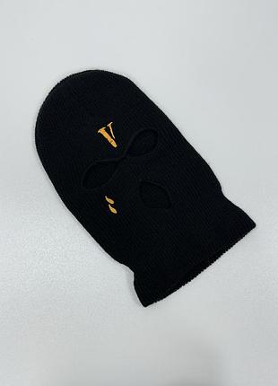 Крута балаклава, лижна маска шапка vlone logo knit ski mask balaclava black