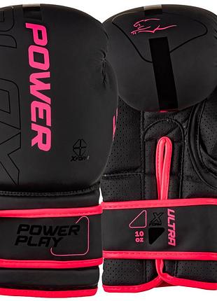 Боксерские перчатки powerplay 3024 ultra mat черно-розовые 8 унций
