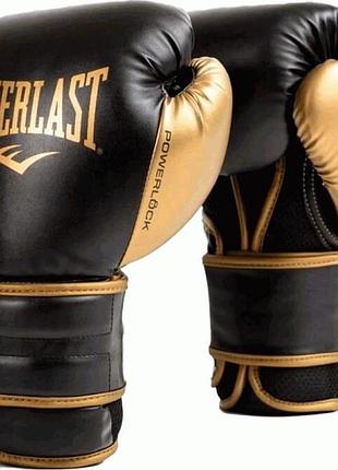 Боксерские перчатки everlast powerlock 2r training glove черный, золотой уни 16 унций (p00002665)