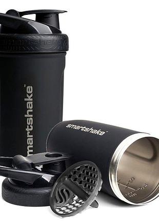 Шейкер спортивний smartshake металевий reforce stainless steel 30oz/900ml black