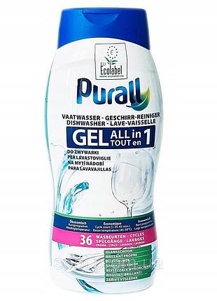 Гель для посудомийної машини purall all in one чистота та блиск 720 мл 36 циклів