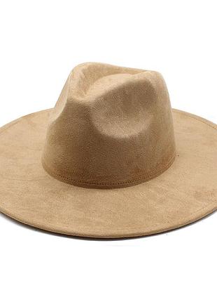 Капелюх федора з широкими полями замшевий (унісекс) stetson бежевий