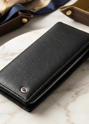 Практичный кожаный кошелек-клатч st leather 19371 черный
