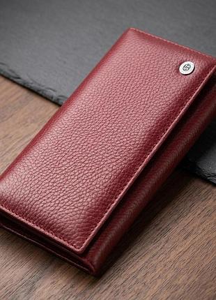 Практичний гаманець для жінок із натуральної шкіри st leather 23098 бордовий