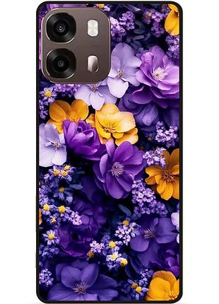 Силиконовый чехол бампер для oppo a6s с рисунком цветы фиолетовые