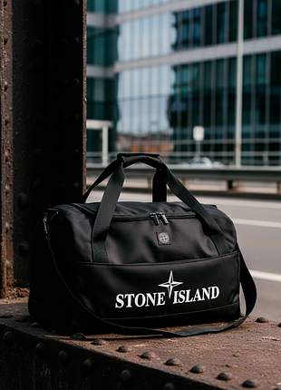 Сумка з великим лого stone island чорна
