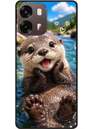 Силиконовый чехол бампер для oppo a6s с рисунком малыш выдры