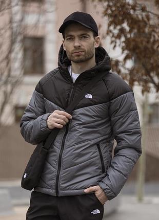 Комплект мужской: куртка active tnf черно-серая + штаны tnf черные. барсетка tnf у подарунок!
