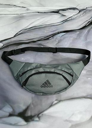 Бананка adidas серая/ накатка черное маленькое лого #