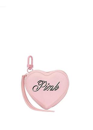 Кошелек heart pouch keychain charm pink & victoria's secret
