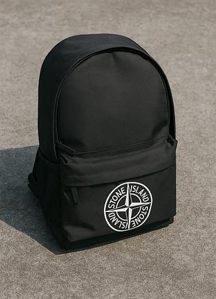 Рюкзак stone island черный с большим белым лого