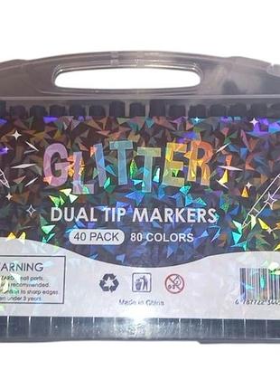 Набор маркеров с кистью glitter dual markers 48 шт 96 цветов
