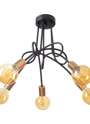 Люстра лофт потолочная в спальню е27 60w bk+g (br-01 604c/5)