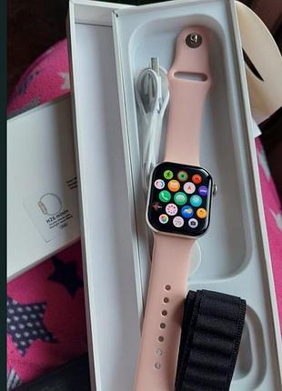 Смарт часы smart watch h26 mini amoled 42mm ios android pink с 2 ремешками