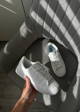 Женские кеды adidas superstar адидас суперстар белые из кожи для стильного образа