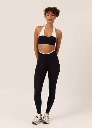 Спортивный костюм, топ через шею + лосины – черный s