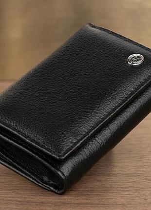 Горизонтальное портмоне из кожи унисекс на магните st leather 19331 черное