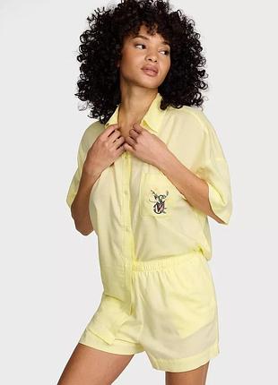 Модалова піжама victoria’s secret modal-cotton short шорти та сорочка з коротким рукавом жовтий xs