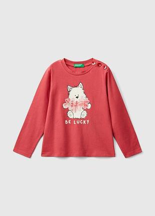 Детский розовый прямой реглан benetton