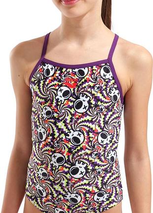 Купальник слитный для девушек arena fun skulls swimsuit lightdrop мультиколор детский 140 см (010284-590) 4