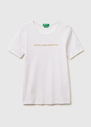 Жіноча синя пряма футболка benetton білий, s