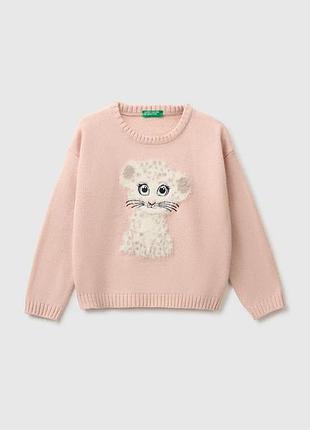 Дитячий бежевий прямий светр benetton