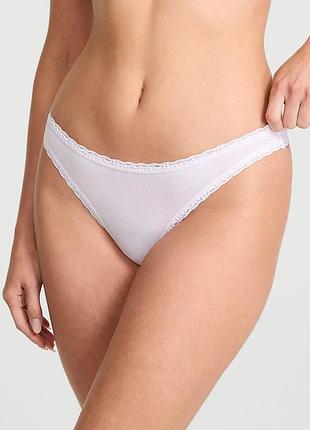 Трусики стрінги cotton lace-waist thong victoria's secret білий s