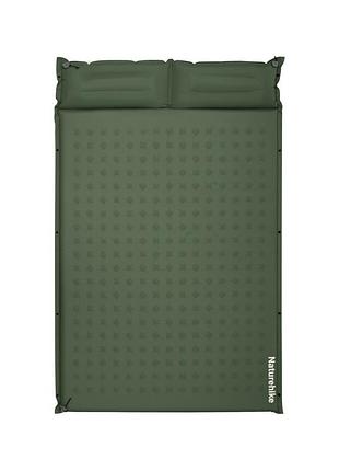 Матрас туристический naturehike cnk2550ws025 самонадувающийся двухместный с подушкой, 200х130х3 см, зеленый