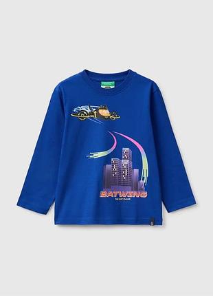 Детский синий прямой реглан benetton